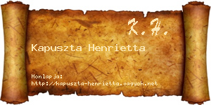 Kapuszta Henrietta névjegykártya